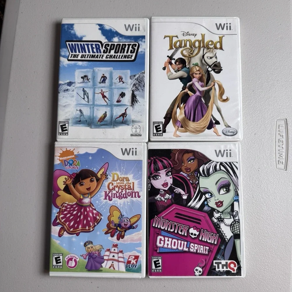 Nintendo Wii Game Lot Winter Sports Tangled Dora Monster High 4 Bundle CIB
